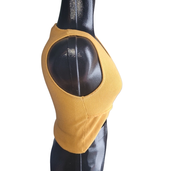 Love Tree Dark Yellow Sleeveless Crop Top S - Picture 3 of 6